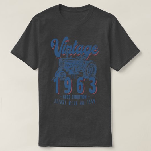 ヴィンテージトラクター農家生まれ誕生日イン1963 & Est Tシャツ (デザイン正面)