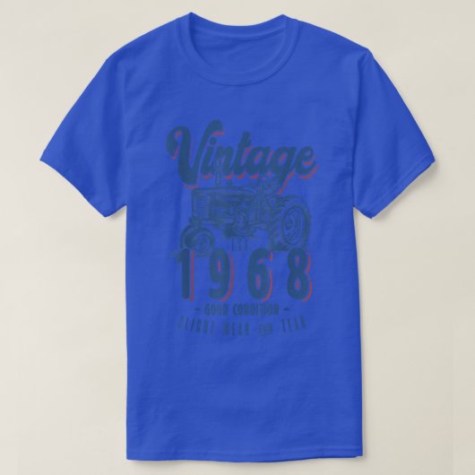 ヴィンテージトラクター農家生まれ誕生日イン1968 & Est Tシャツ (デザイン正面)