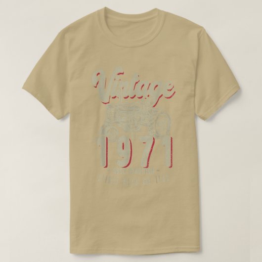 ヴィンテージトラクター農家生まれ誕生日イン1971 & Est Tシャツ (デザイン正面)