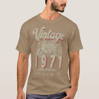 ヴィンテージトラクター農家生まれ誕生日イン1971 & Est Tシャツ