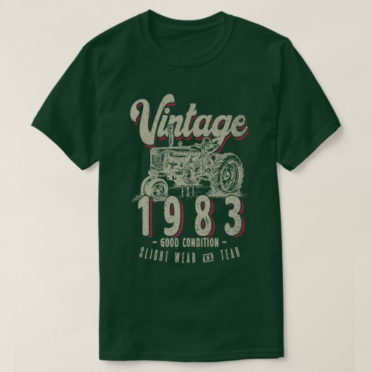 ヴィンテージトラクター農家生まれ誕生日イン1983 & Est Tシャツ (デザイン正面)