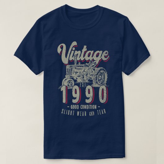 ヴィンテージトラクター農家生まれ誕生日イン1990 & Est Tシャツ (デザイン正面)