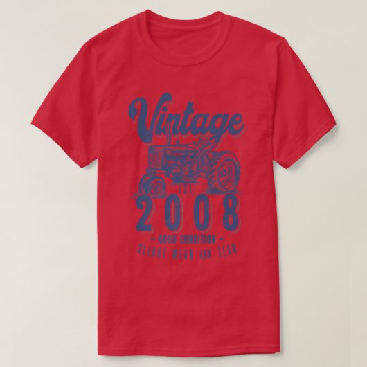 ヴィンテージトラクター農家生まれ誕生日イン2008 & Est Tシャツ (デザイン正面)