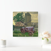 ヴィンテージトラクタ スクエア壁時計 (ホーム)