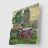 ヴィンテージトラクタ スクエア壁時計 (傾斜)