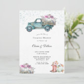ヴィンテージトラックとカボチャのカップルのシャワー招待状 (スタンド正面)
