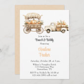 ヴィンテージトラックとカボチャのブランチ&バブリー 招待状 (正面/裏面)