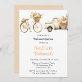 ヴィンテージトラックとカボチャのブリデスメイド昼食会 招待状 (正面/裏面)