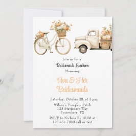 ヴィンテージトラックとカボチャのブリデスメイド昼食会 招待状