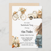 ヴィンテージトラックとカボチャバチェロレッテ 招待状 (正面/裏面)