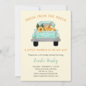 ヴィンテージトラックとカボチャ秋ベビーシャワー 招待状 (正面)