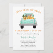 ヴィンテージトラックとカボチャ秋ベビーシャワー 招待状 (正面)