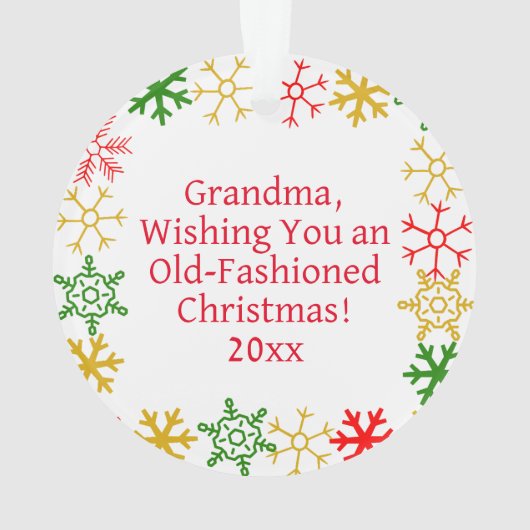 ヴィンテージトラックとクリスマスツリーパーソナライズされた オーナメント (裏面)