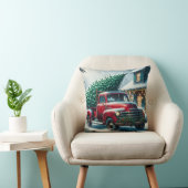 ヴィンテージトラックとクリスマスツリーパーソナライズされた クッション (椅子)