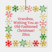 ヴィンテージトラックとクリスマスツリーパーソナライズされた セラミックオーナメント (裏面)