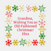 ヴィンテージトラックとクリスマスツリーパーソナライズされた メタルオーナメント (裏面)