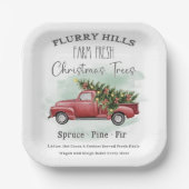 ヴィンテージトラックとクリスマスツリーファームフレッシュ ペーパープレート (正面)