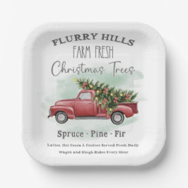 ヴィンテージトラックとクリスマスツリーファームフレッシュ ペーパープレート