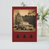 ヴィンテージトラックとツリーホリデーフラットグリーティングカード カード (スタンド正面)