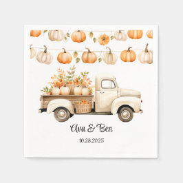 ヴィンテージトラックとパンプキンス結婚ズ スタンダードカクテルナプキン