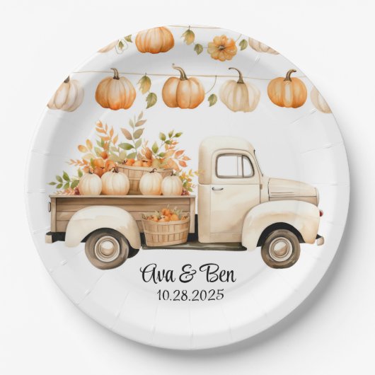 ヴィンテージトラックとパンプキンス結婚ズ ペーパープレート (正面)