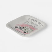 ヴィンテージトラックとホワイトポインセチア農場新鮮なパップ ペーパープレート (傾斜あり)