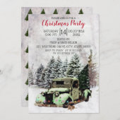 ヴィンテージトラックと子犬のクリスマス招待状 招待状 (正面/裏面)