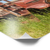 ヴィンテージトラックと木製ベッド – アンティーク フォトプリント            (角)