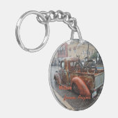 ヴィンテージトラックと自転車でアリゾナ州ジェローム キーホルダー (正面左)