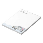 ヴィンテージトラックと花ブルーパーソナライズされた ノートパッド (回転)