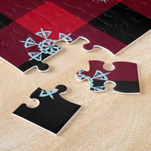 ヴィンテージトラックのおもちゃクリスマスネームスクエア ジグソーパズル (側面)