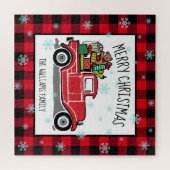 ヴィンテージトラックのおもちゃクリスマスネームスクエア ジグソーパズル (横)