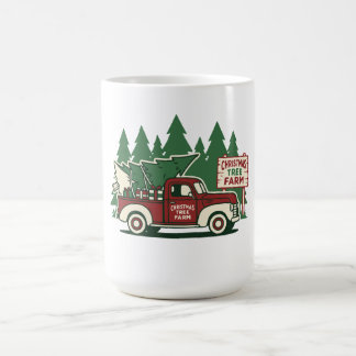 ヴィンテージトラックのクリスマスツリーファーム コーヒーマグカップ