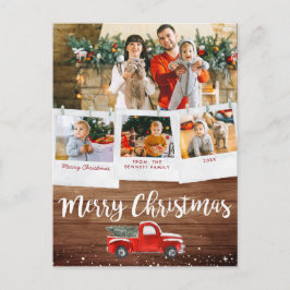 ヴィンテージトラックのクリスマス | 洗濯ばさみフォトコラージュ ポストカード