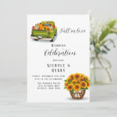 ヴィンテージトラックのハロウィン＆ひまわり ウェディング 招待状 (スタンド正面)