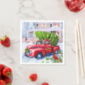 ヴィンテージトラックのホリデーシーン スタンダードカクテルナプキン (インサイチュ)