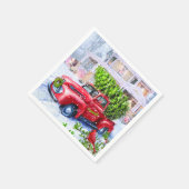 ヴィンテージトラックのホリデーシーン スタンダードカクテルナプキン (角)