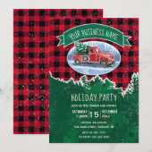ヴィンテージトラックのラスティックなコーポレートホリデーパーティー 招待状 (正面/裏面)