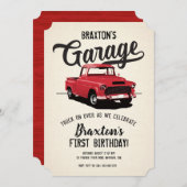 ヴィンテージトラックの誕生日パーティーの招待 招待状 (正面/裏面)