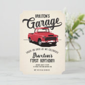 ヴィンテージトラックの誕生日パーティー写真招待状 招待状 (スタンド正面)