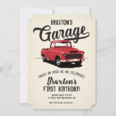 ヴィンテージトラックの誕生日パーティー写真招待状 招待状 (正面)