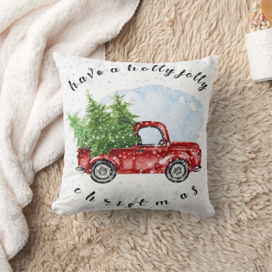 ヴィンテージトラックはクリスマスが短すてきい クッション (ブランケット)