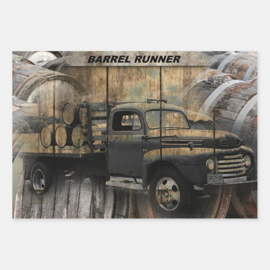 ヴィンテージトラックアンティークトラックオールドトラック ラッピングペーパーシート (正面3)