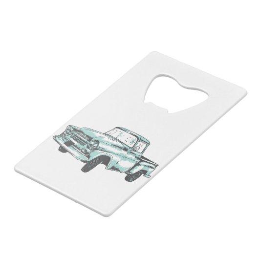 ヴィンテージトラックイラストレーション クレジットカード栓抜き (正面アングル)