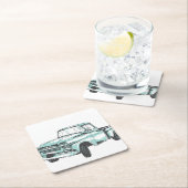 ヴィンテージトラックイラストレーション スクエアペーパーコースター (インサイチュ)