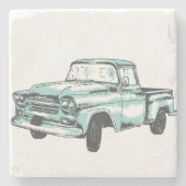 ヴィンテージトラックイラストレーション ストーンコースター (正面)