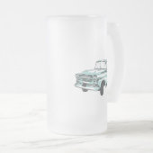 ヴィンテージトラックイラストレーション フロストグラスビールジョッキ (正面右)