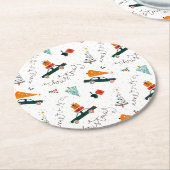 ヴィンテージトラックウィンターグリーンパインツリークリスマス ラウンドペーパーコースター (アングル)