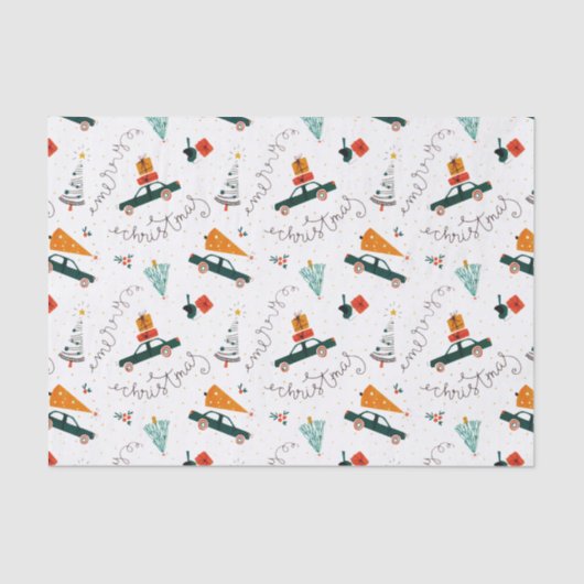 ヴィンテージトラックウィンターグリーンパインツリークリスマス 薄葉紙 (正面)