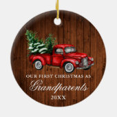 ヴィンテージトラックウッド祖父母クリスマス セラミックオーナメント (裏面)